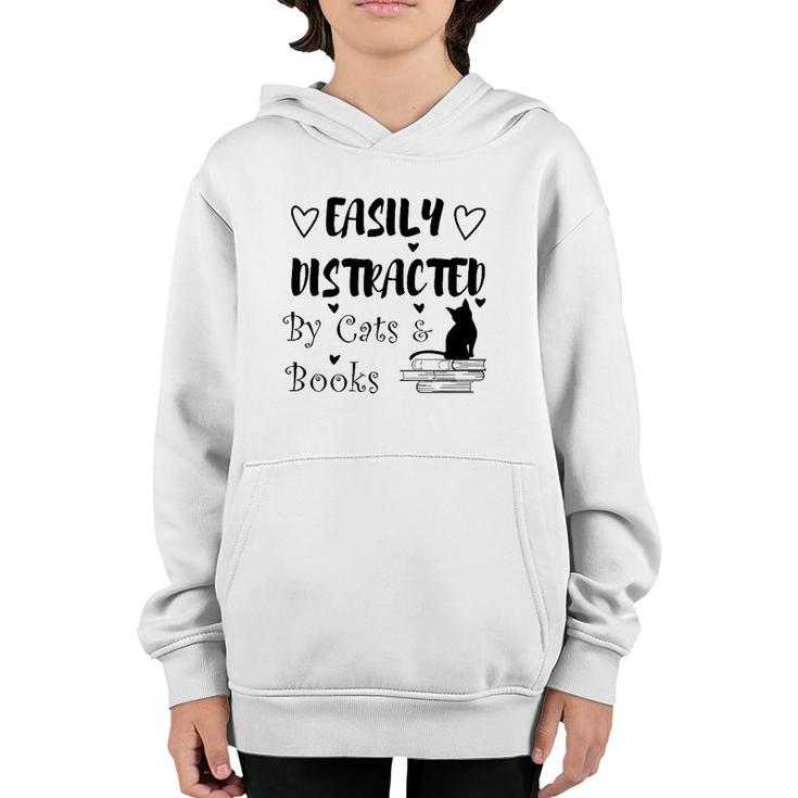 Funny Cat Reading Book Kitty Youth Hoodie