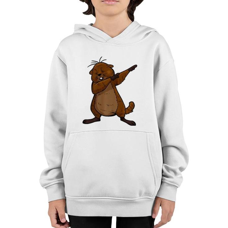 Funny Groundhog Day Funny Dabbing Groundhog Youth Hoodie