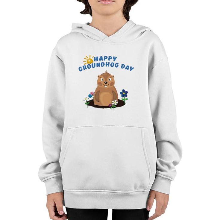 Funny Groundhog Day Spring Happy Groundhog Day Youth Hoodie