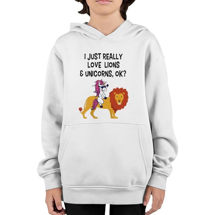Funny Lion  Unicorn Lion Lover Gift Unicorn Lover Youth Hoodie