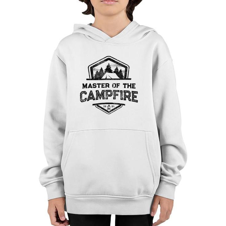 Funny Master Of Campfire Hiking Camping Life Camp Leader  Youth Hoodie