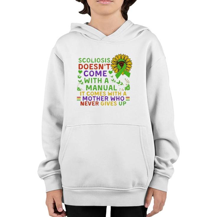 Funny Scoliosis Mother Quote Sunflower With Butterflies Youth Hoodie
