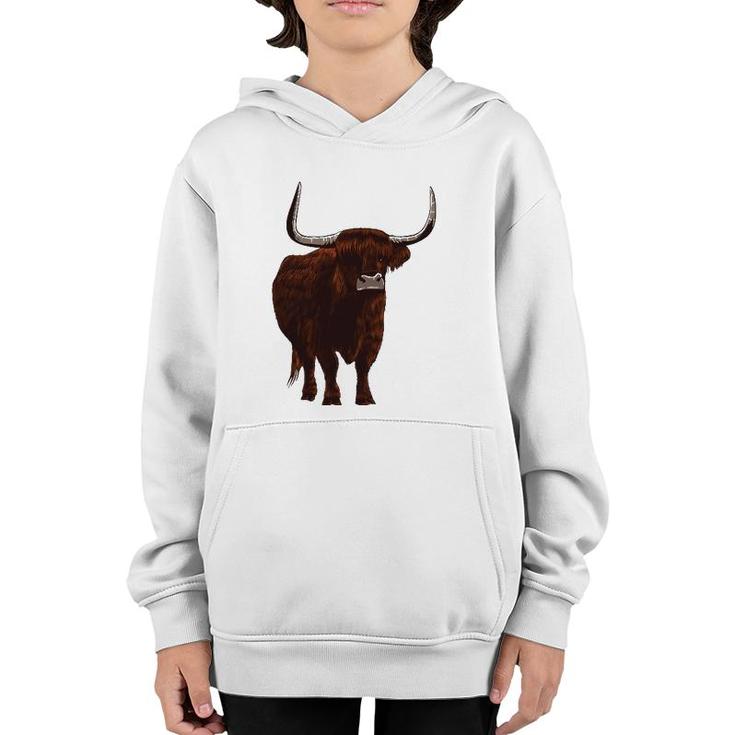 Funny Scottish Highland Cow Design For Men Women Hairy Cow Youth Hoodie