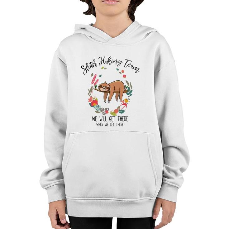 Funny Sloth Gift Women Mothers Day Flower Sloth Hiking Team Youth Hoodie