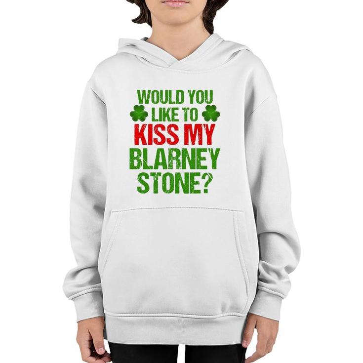 Funny St Patrick's Day Kiss My Blarney Stone Irish Gift Youth Hoodie