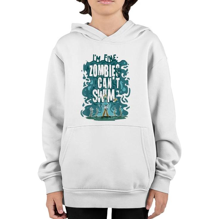 Funny Swimming Quote Gift Zombies Can't Swim For Swimmer Youth Hoodie