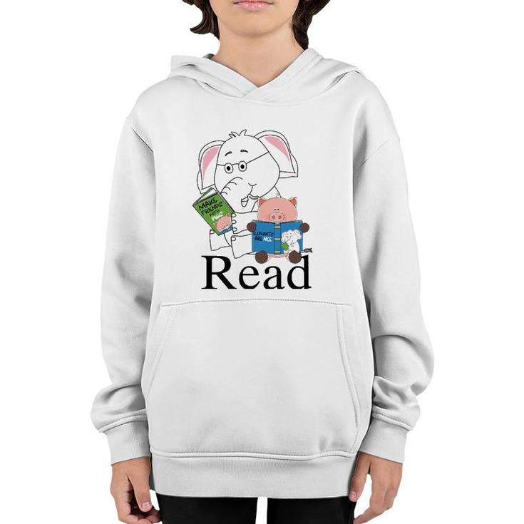 Funny Teacher Library Read Book Club Piggie Elephant Pigeons Youth Hoodie