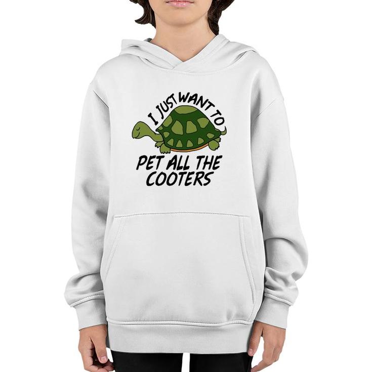 Funny Turtle Sayings Pet All The Cooters Reptile Gag Gifts  Youth Hoodie