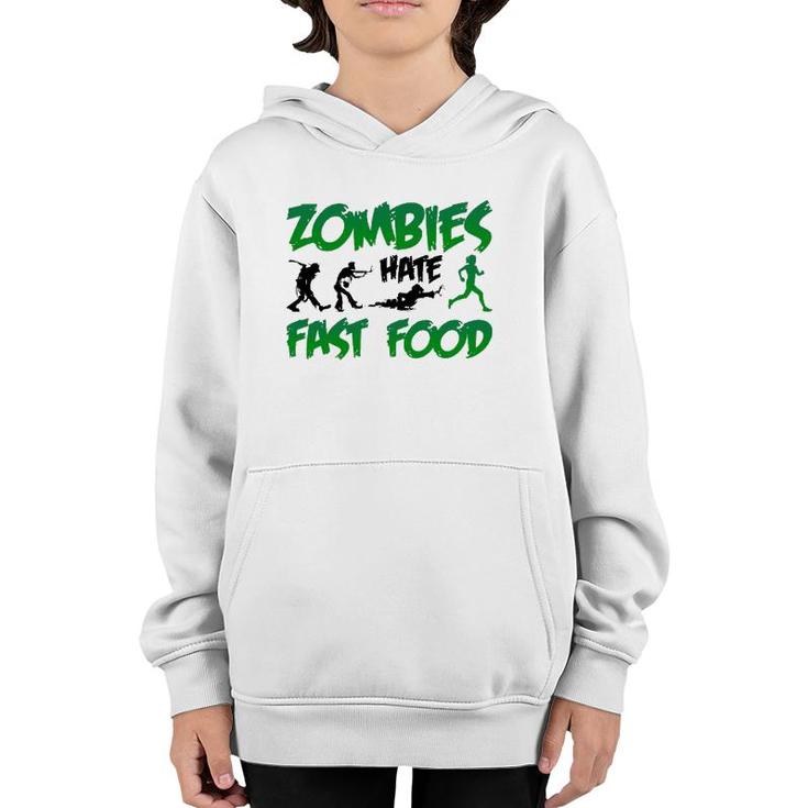Funny Zombies Hate Fast Food Slow Runner Running Gift Youth Hoodie