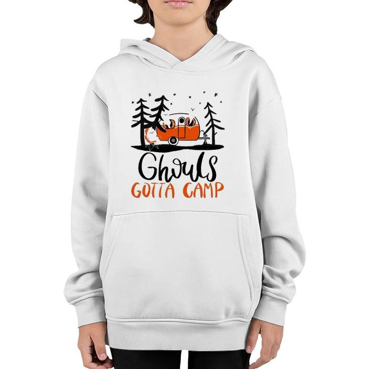 Ghouls Gotta Camp Funny Punny Halloween Ghost Rv Camping Youth Hoodie