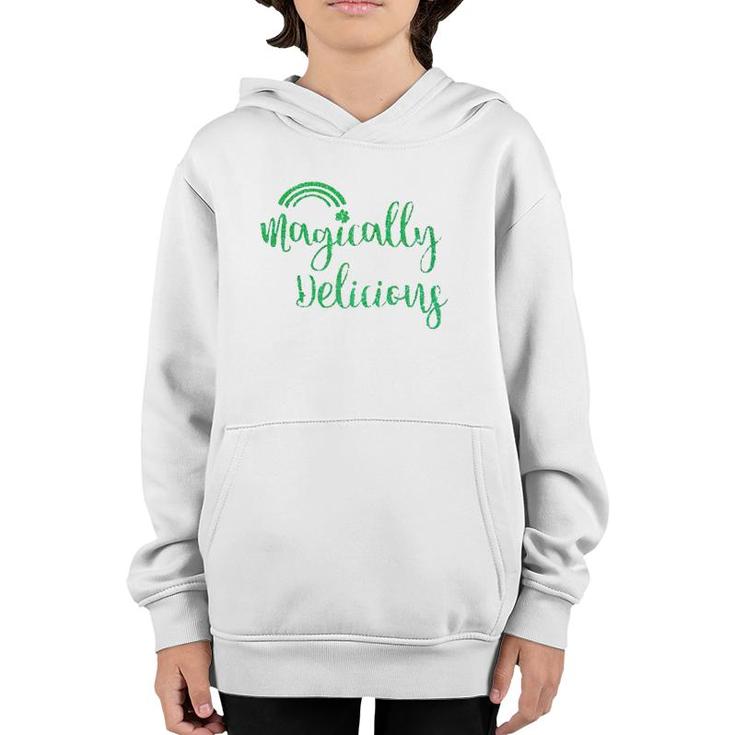 Glitter Magically Delicious Rainbow Shamrock St Patrick's Day Youth Hoodie