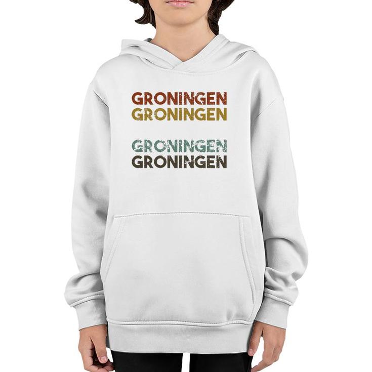 Groningen Netherlands Vintage 80'S Style Youth Hoodie