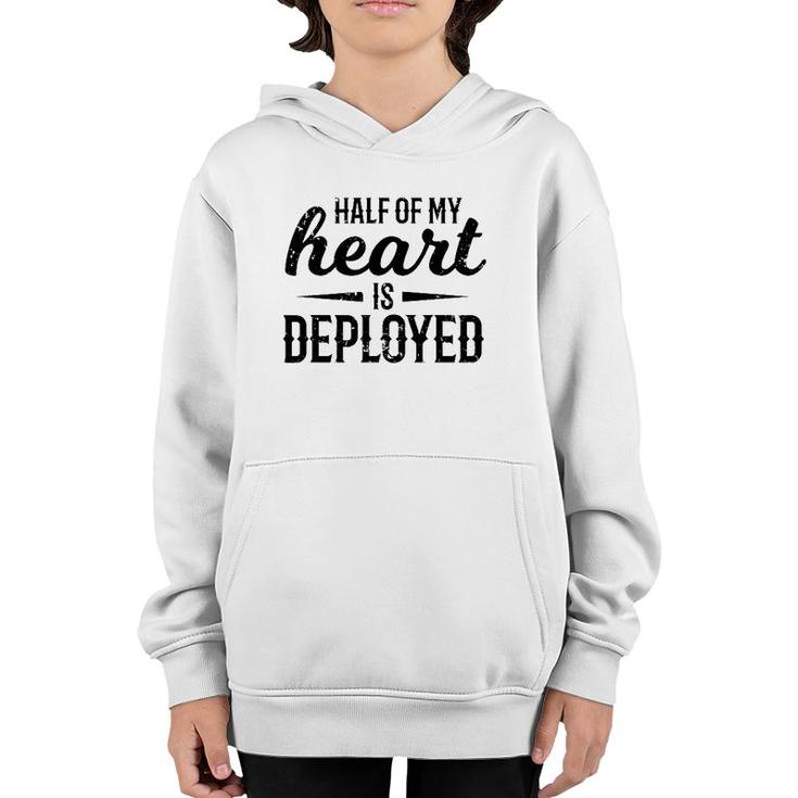 Half Of My Heart Military  Deployment Military Gift Youth Hoodie
