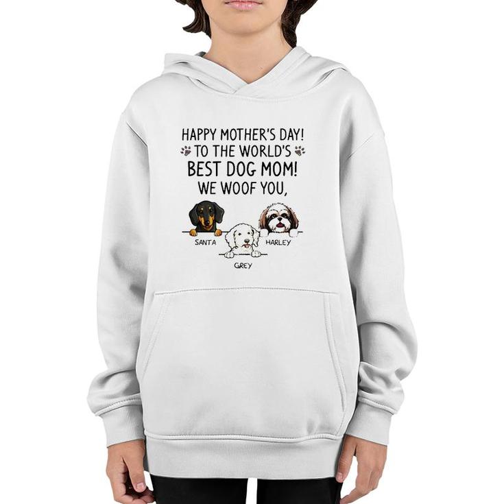 Happy Mother's Day To The World's Best Dog Mom We Woof You Santa Harley Grey Youth Hoodie