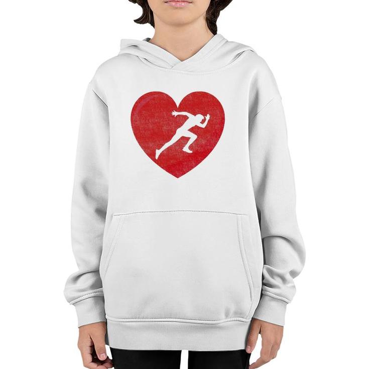 Heart Lover Running Gift Valentines Day For Men Women Youth Hoodie