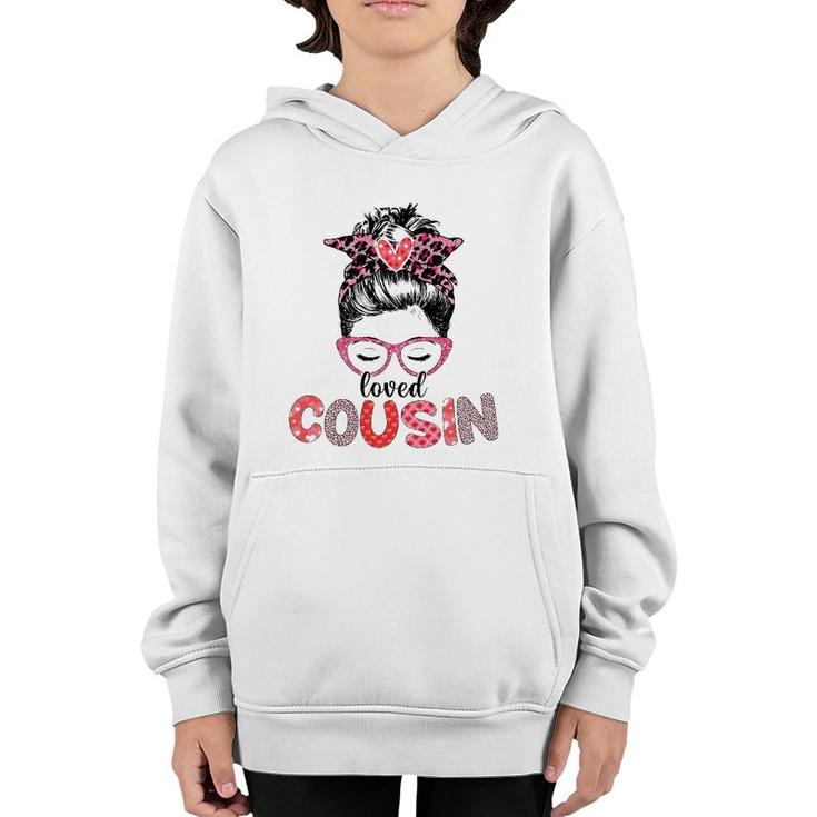 Hearts Leopard Messy Bun Cousin Xmas Valentines Mothers Day Youth Hoodie