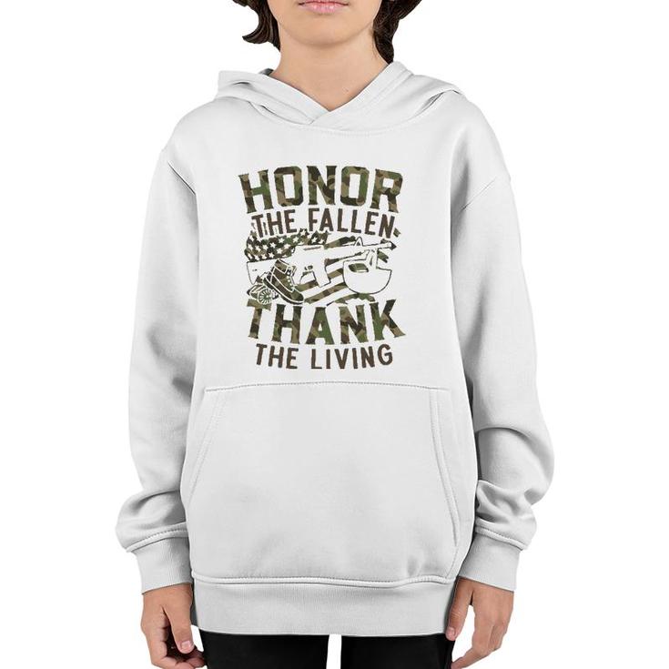 Honor The Fallen Thank The Living Usa Flag Memorial Day Youth Hoodie