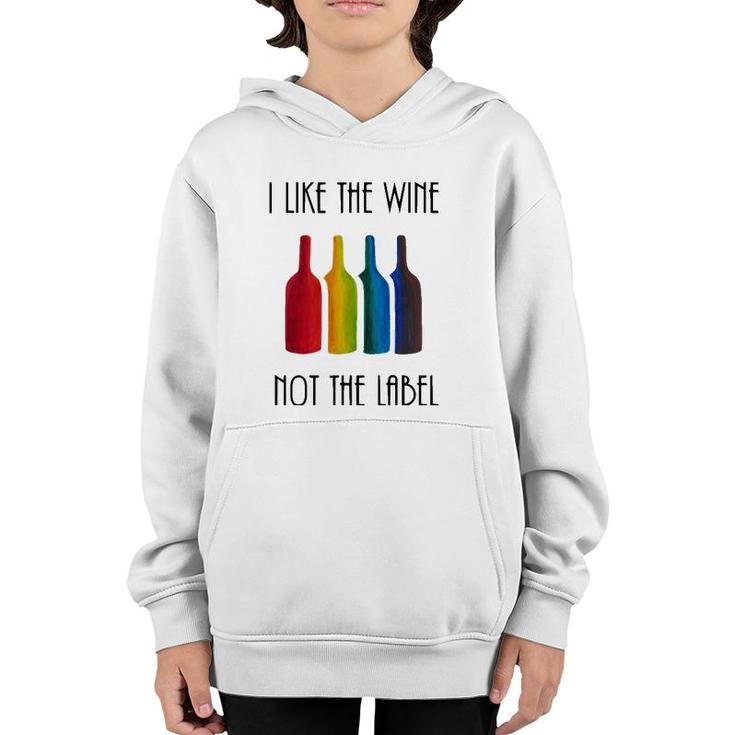 I Like The Wine, Not The Label Lgbt Flag Bottle Youth Hoodie