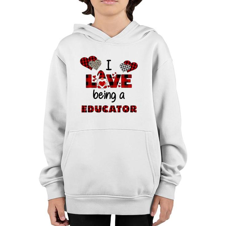 I Love Being A Educator Flannel Valentine's Day Youth Hoodie