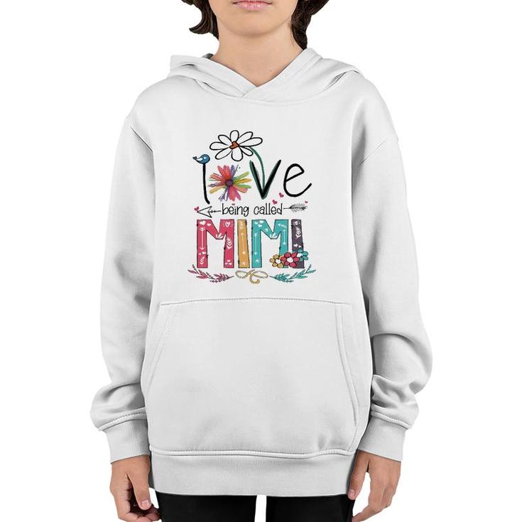 I Love Being Called Mimi Grandma Grandmother Matching Family Daisy Flower Arrow Youth Hoodie