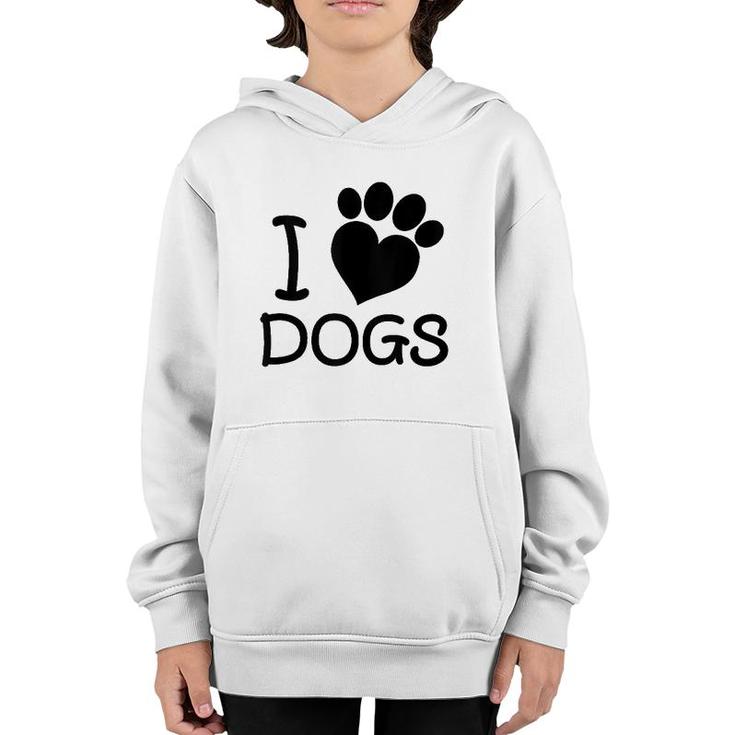 I Love Dogs Heart Paw Dog Lover  Youth Hoodie