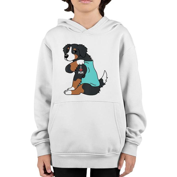 I Love Mom Tattoo Bernese Mountain Dog Funny Mother's Day Youth Hoodie