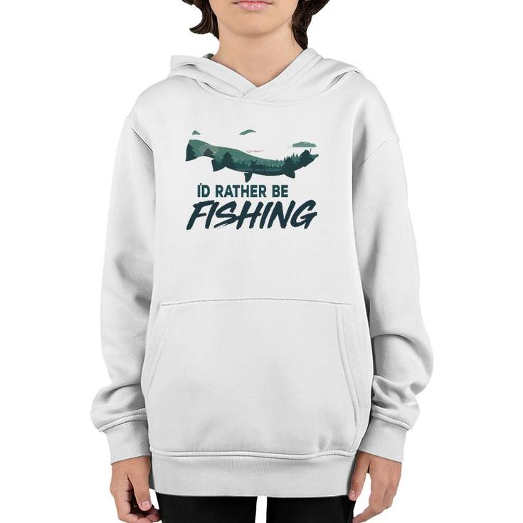 I'd Rather Be Fishing Trout Vintage Outdoor Nature Fisherman Youth Hoodie
