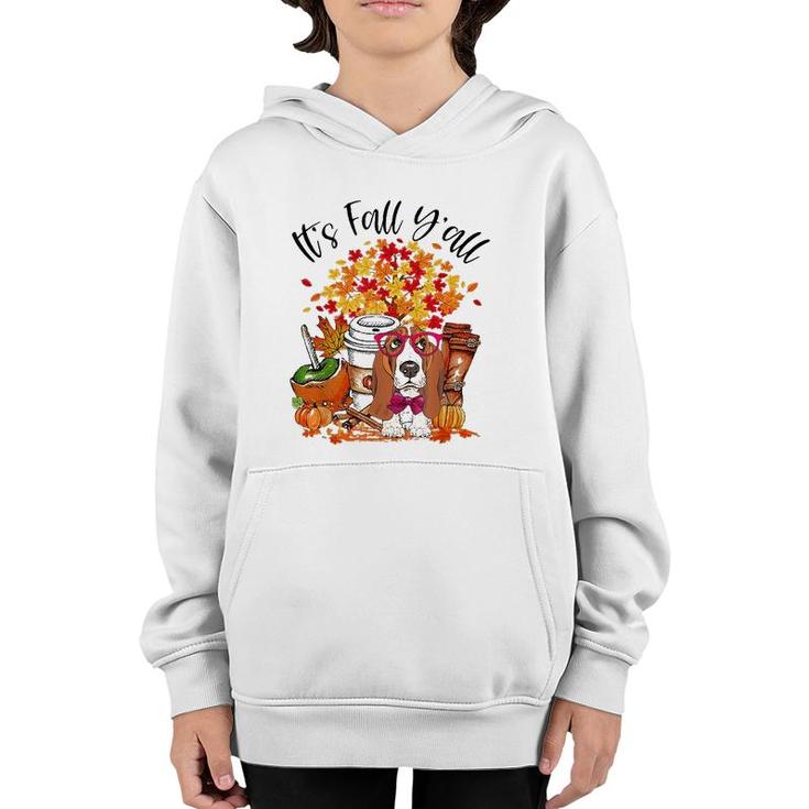 It's Fall Y'all Basset Hound Pumpkin Fall Autumn Youth Hoodie