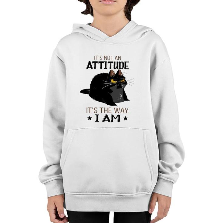 It's Not An Attitude It's The Way I Am Funny Grumpy Black Cat Youth Hoodie