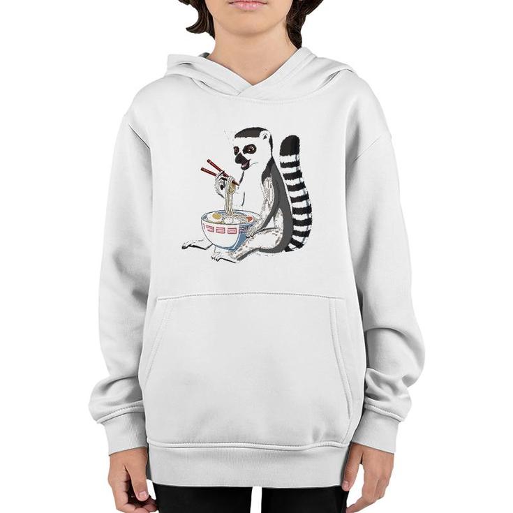Japanese Noodles Kawaii Ramen Bowl Funny Lemur Youth Hoodie