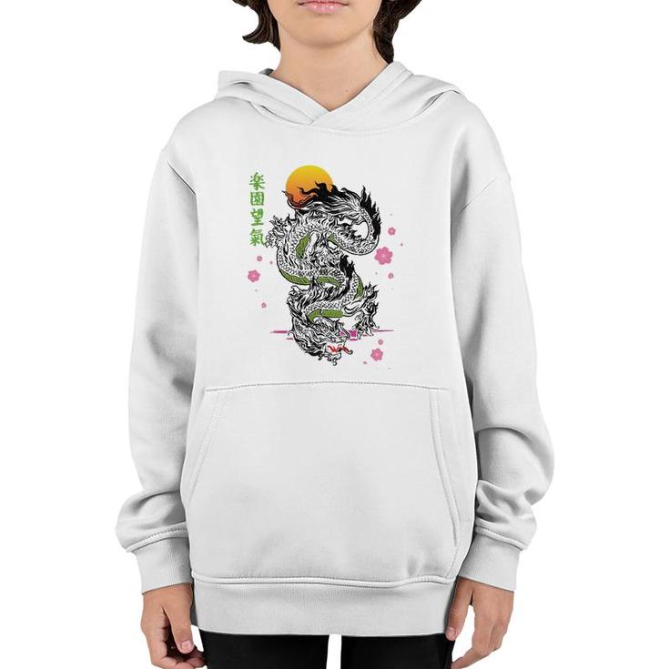 Japanese Tokyo Dragon Asian Kanji Sakura Tattoo Aesthetic Youth Hoodie