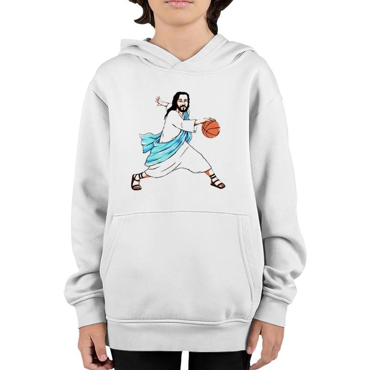 Jesus Play Basketball Funny Christian  Youth Hoodie