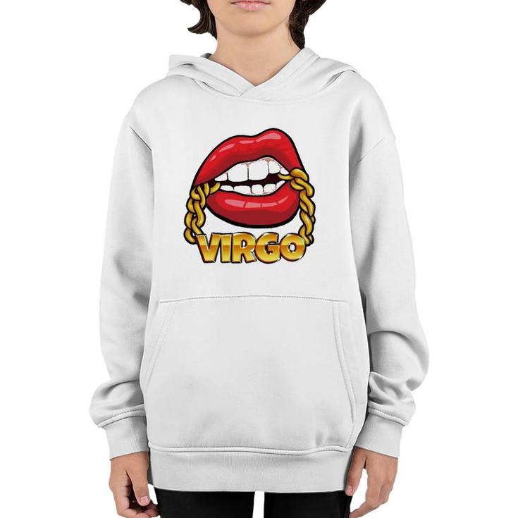 Juicy Lips Gold Chain Virgo Zodiac Sign Youth Hoodie