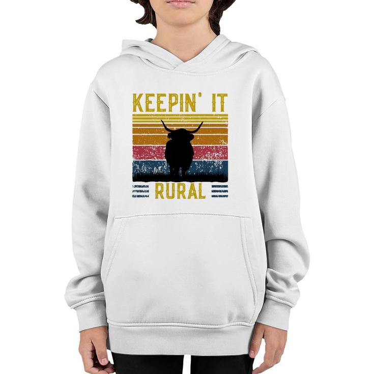 Keepin' It Rural Scottish Highland Cow For Cattle Farmer Youth Hoodie