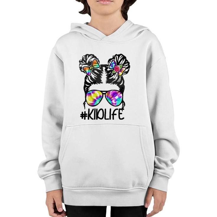 Kid Life Messy Bun Girls Mom Life Mommy Daughter Matching Youth Hoodie