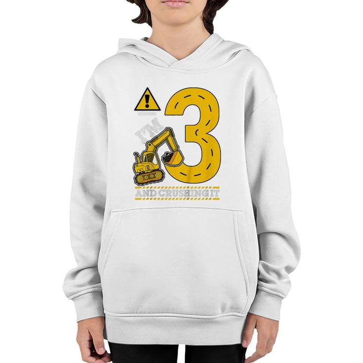 Kids Construction Truck 3Rd Birthday 3 Years Old Digger Builder  Youth Hoodie