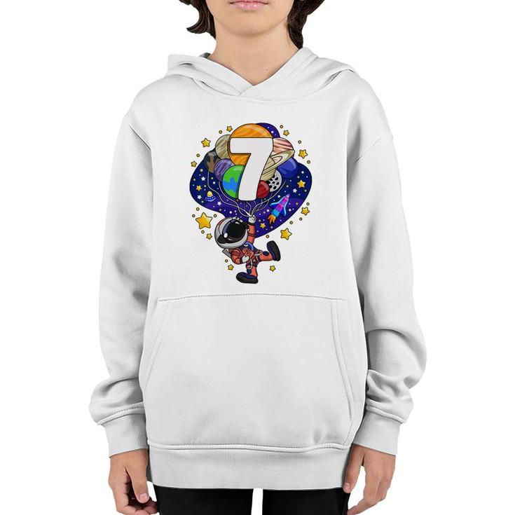 Kids Outer Space Astronaut 7Th Birthday Boy 7 Year Old Seven  Youth Hoodie