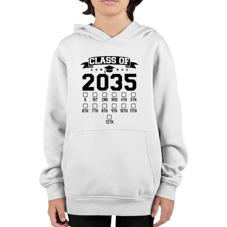 Kindergarten Class Of 2035 First Day Of School Check Mark Youth Hoodie