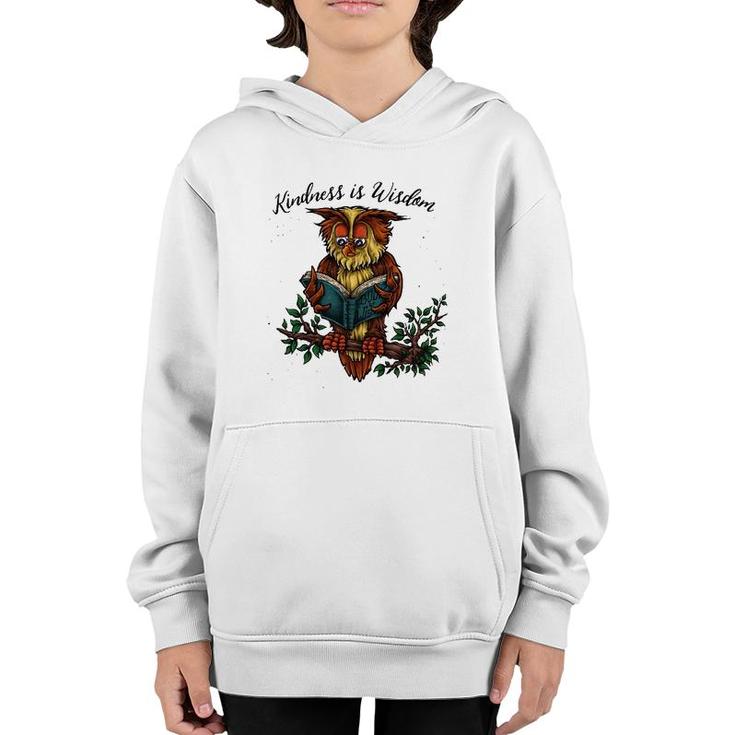 Kindness Is Wisdom Cute Wise Owl Illustration Youth Hoodie