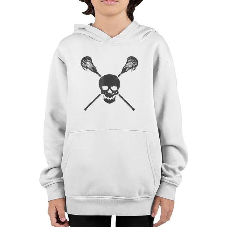 Lacrosse Skull And Sticks Vintage Lax Gif Youth Hoodie