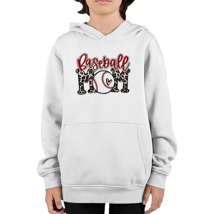Leopard Baseball Mom Game Day Vibesball Mom Mother's Day Youth Hoodie