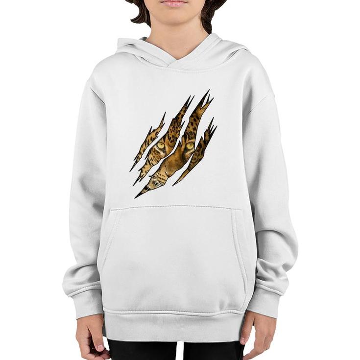 Leopard Cheetah Tiger Leopard Face Lion Cat Apparel  Youth Hoodie