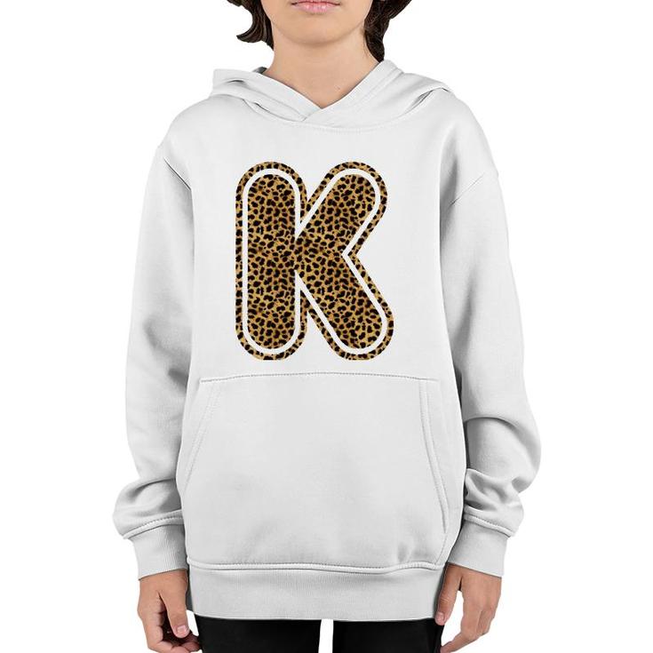 Letter K Leopard Print Initial Case Funny Birthday Gift Youth Hoodie