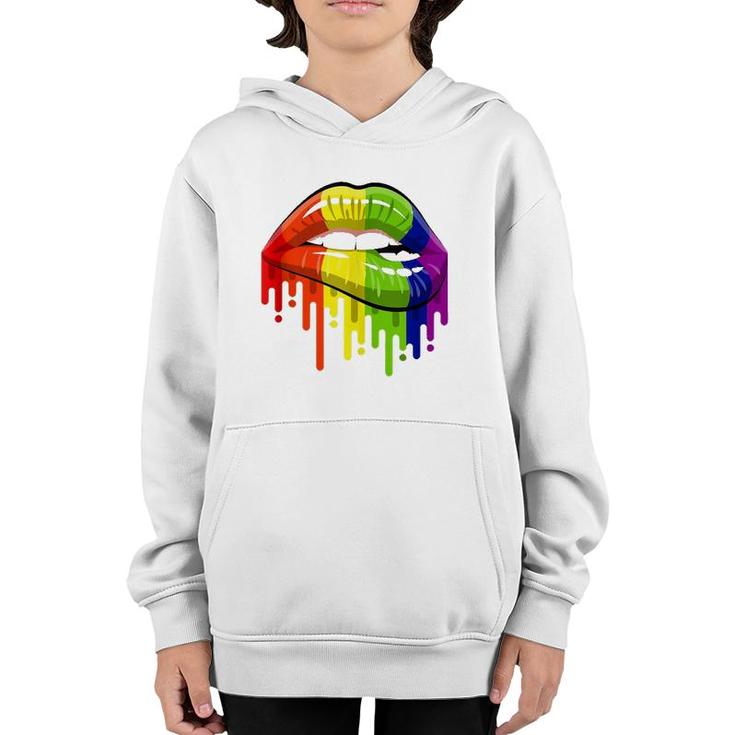 Lgbt Rainbow Color Lips Pride Gay Homosexual Lesbian  Youth Hoodie