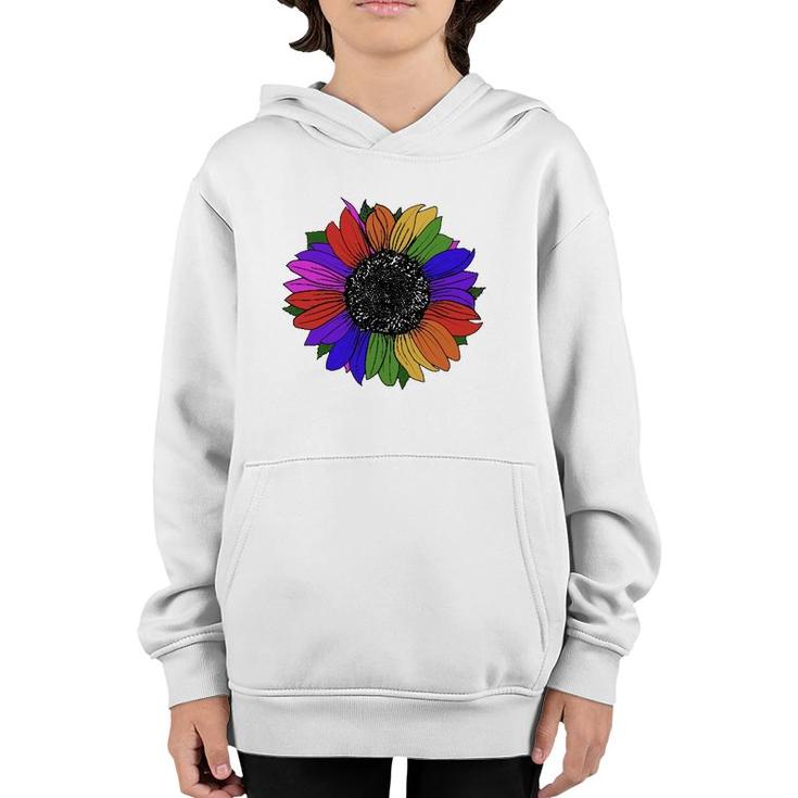 Lgbtq And Ally Rainbow Pride Sunflower Youth Hoodie