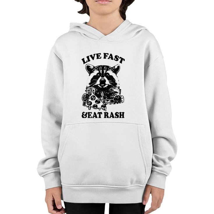 Live Fast Eat Trash Funny Raccoon Camping Vintage  Youth Hoodie