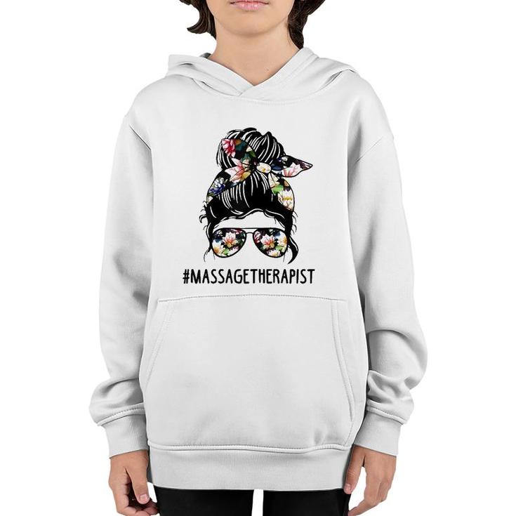 Lotus Massage Therapist Mom Messy Bun Mothers Day Youth Hoodie