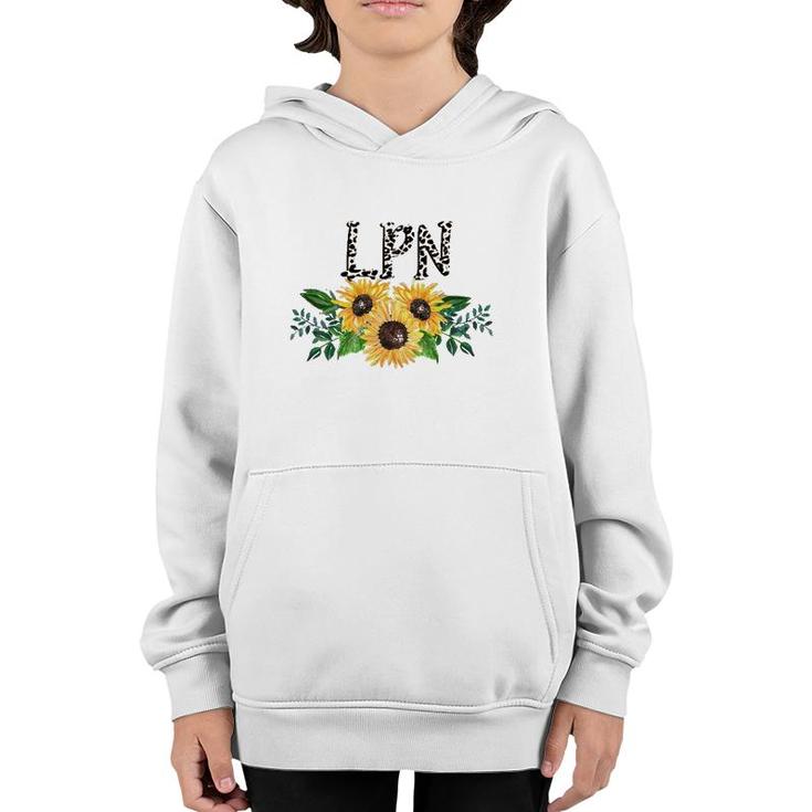 Lpn Leopard Text Sunflower Licensed Practical Nurse Gift Youth Hoodie