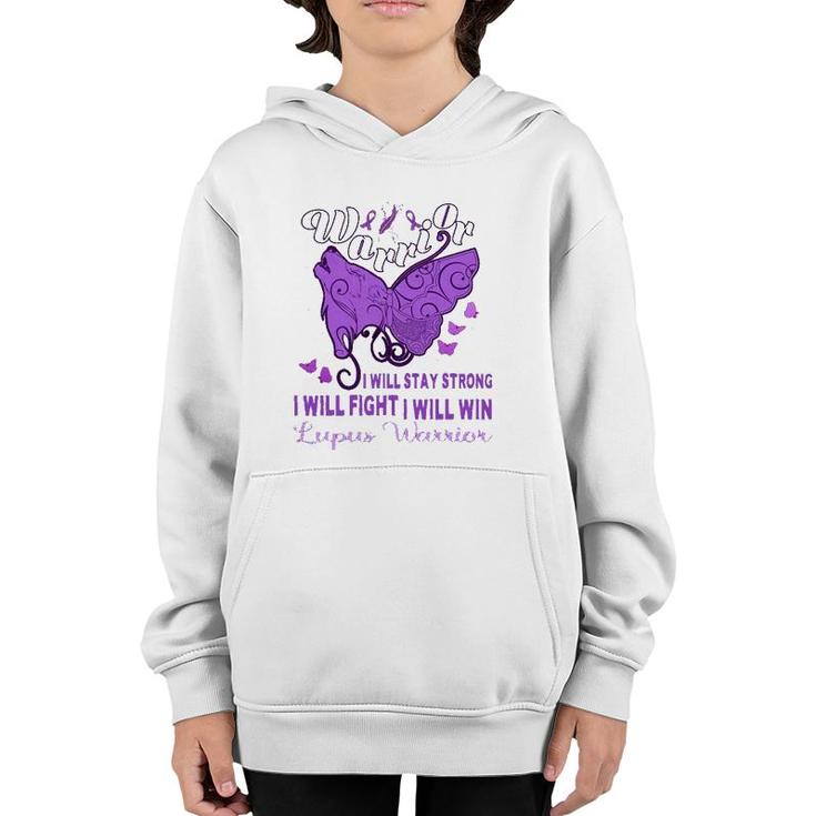 Lupus Awareness Warrior Purple Ribbon Butterfly Wolf Womens Youth Hoodie
