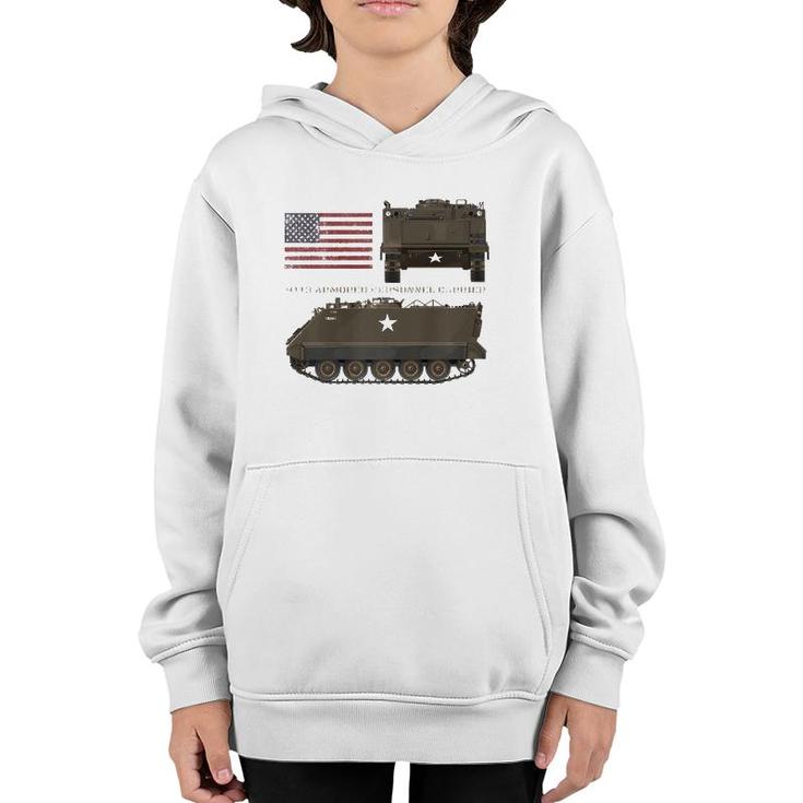 M113 Armored Personnel Carrier Patriotic Army American Flag  Youth Hoodie